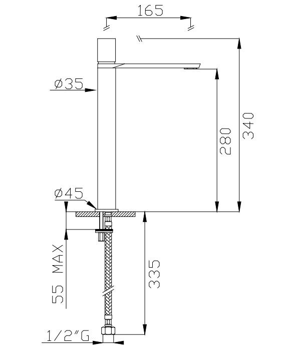 MIO Tall basin single lever mixer ref24030AL