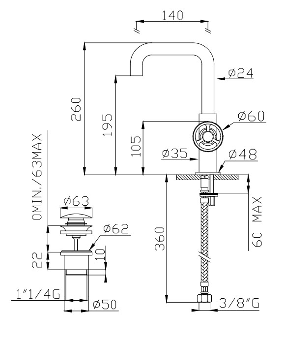 OT58 Basin single lever mixer
